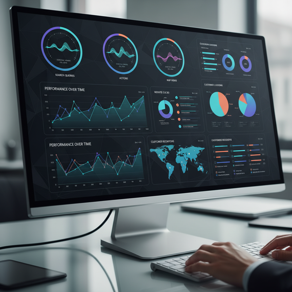 7 Proven GMB Tactics for Salt Lake City Plumbers: Professional dashboard showing various metrics and analytics, specifically GMB insights like search  | innovAIt Media