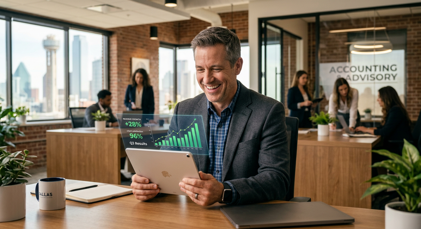 Accounting Firm business owner seeing AI marketing results in Dallas, Texas