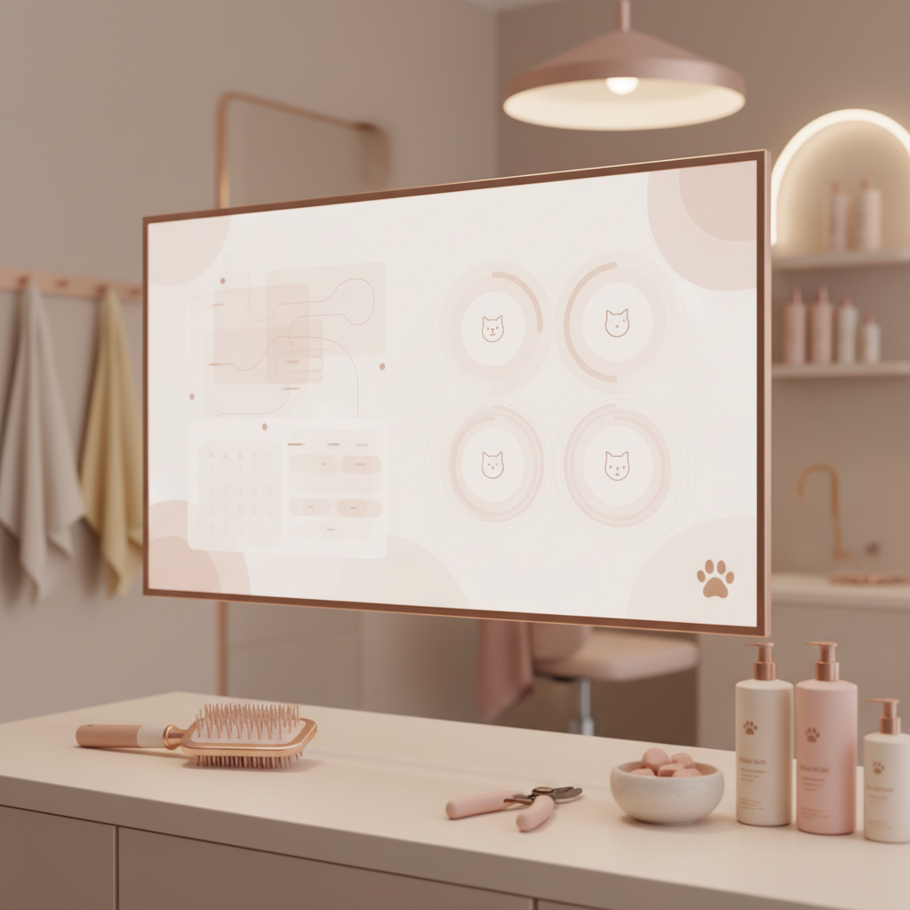 AI Customer Retention for Denver, CO Pet Grooming Salons AI Customer Retention for Denver, CO Pet Grooming Salons: A calm, professional-looking AI dashboard showing customer scheduling and pet profiles in a modern g | innovAIt Media