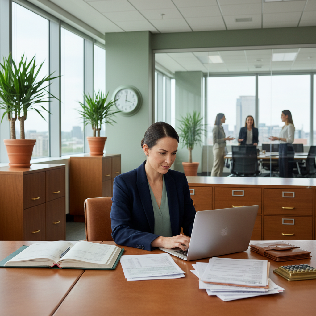  Tax Pros: Is AI Ruining Your Google Visibility?: Professional image of an accountant working on a laptop with a modern, clear office space in the bac | innovAIt Media