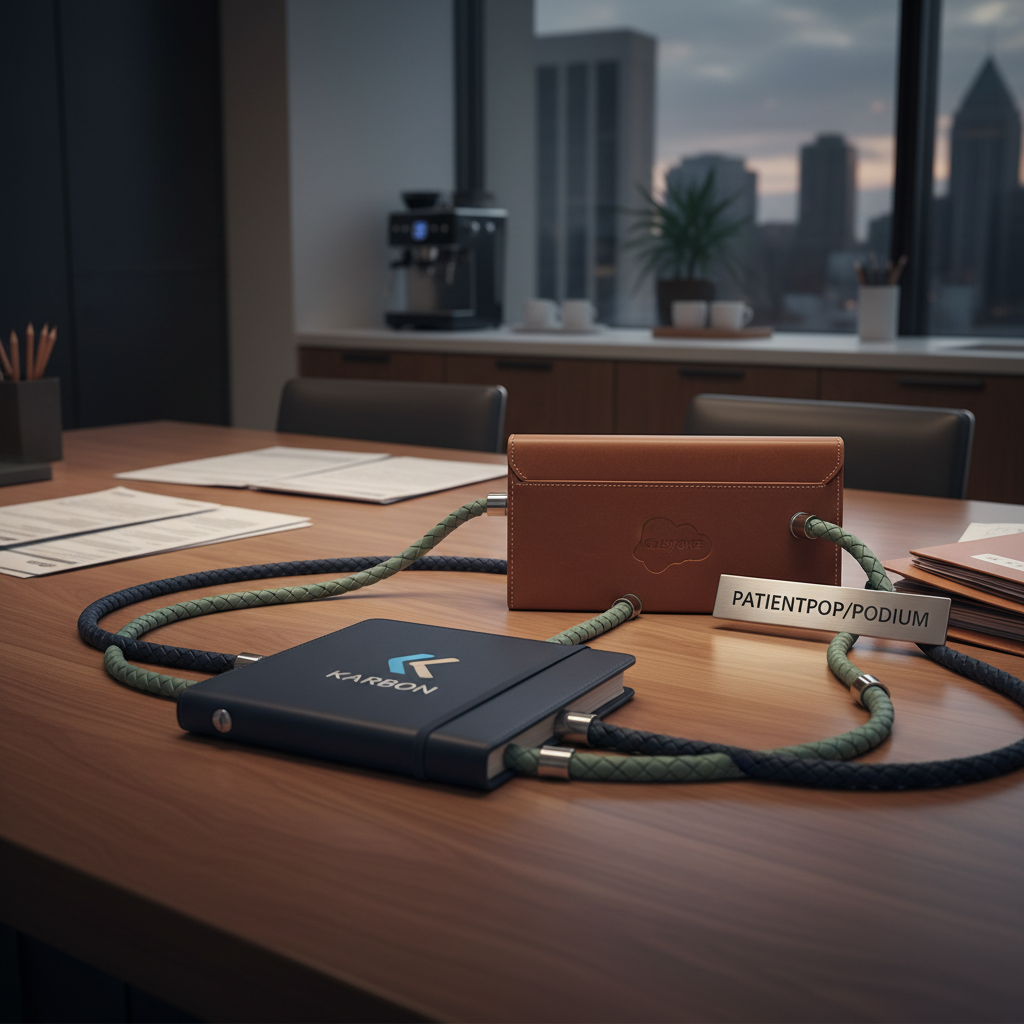  Tax Pros: Is AI Ruining Your Google Visibility?: Diagram showing an interconnected network of various AI tools (Karbon, Salesforce, PatientPop/Podium | innovAIt Media