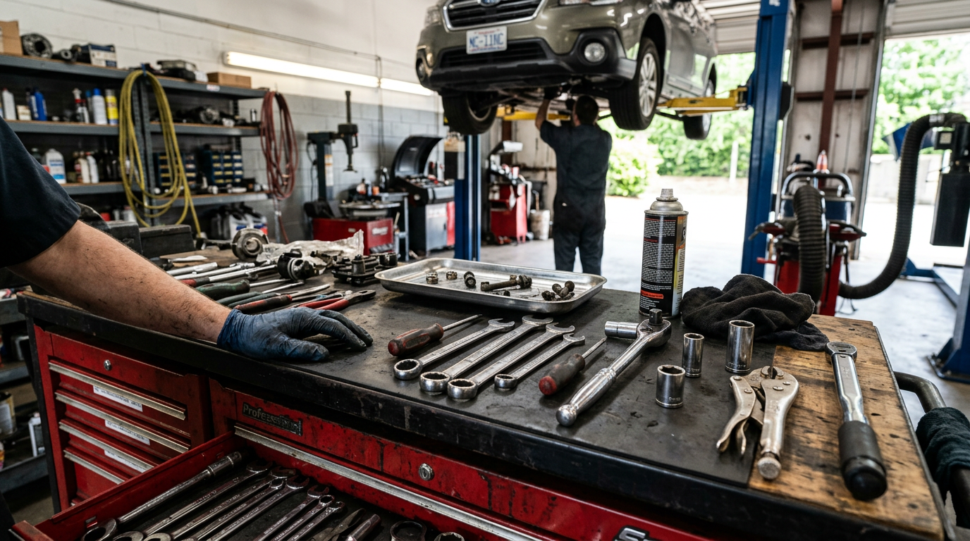 Auto Repair Shop equipment and tools used by professionals in Raleigh, North Carolina