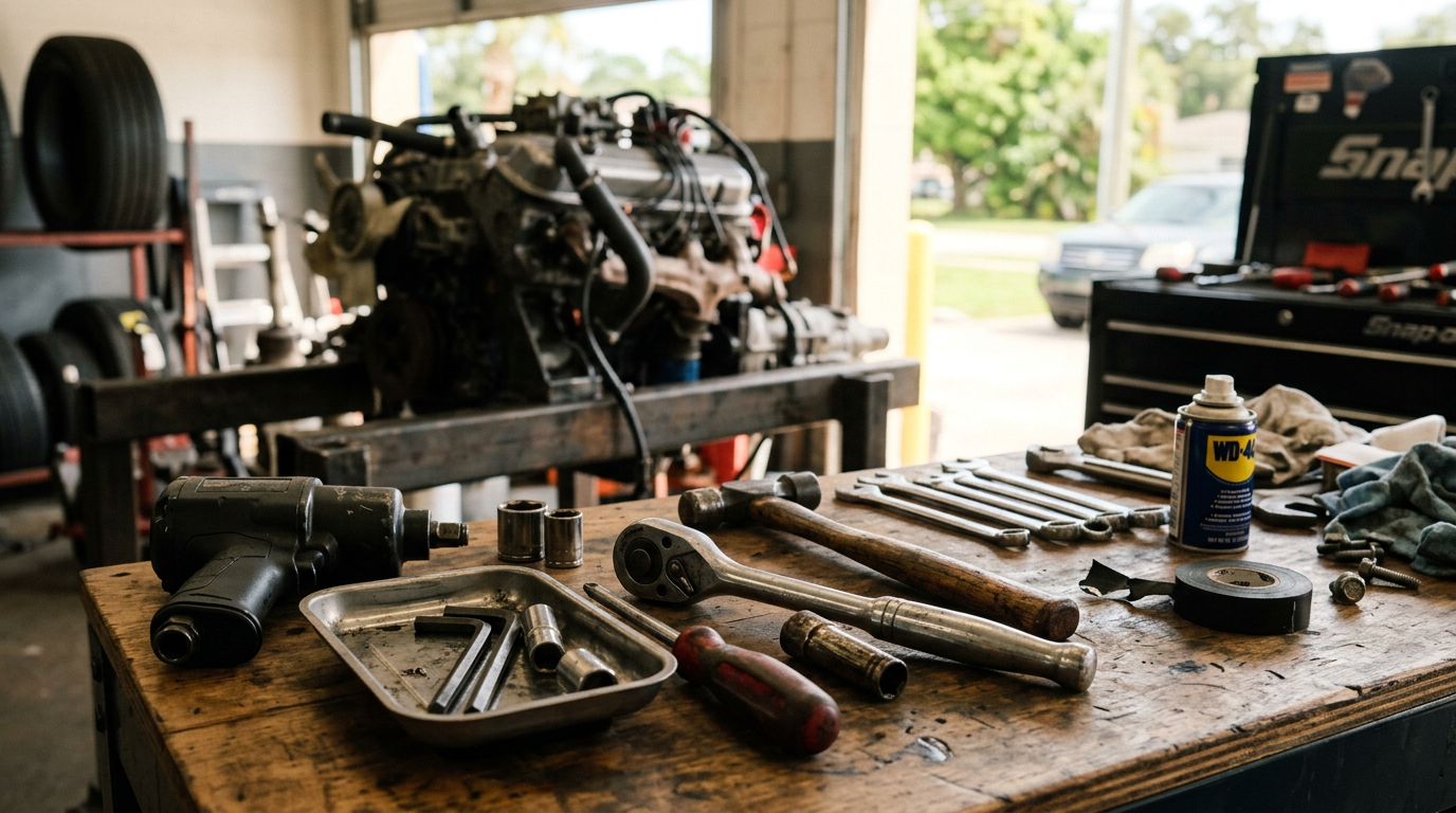 Auto Repair equipment and tools used by professionals in Tampa, Florida