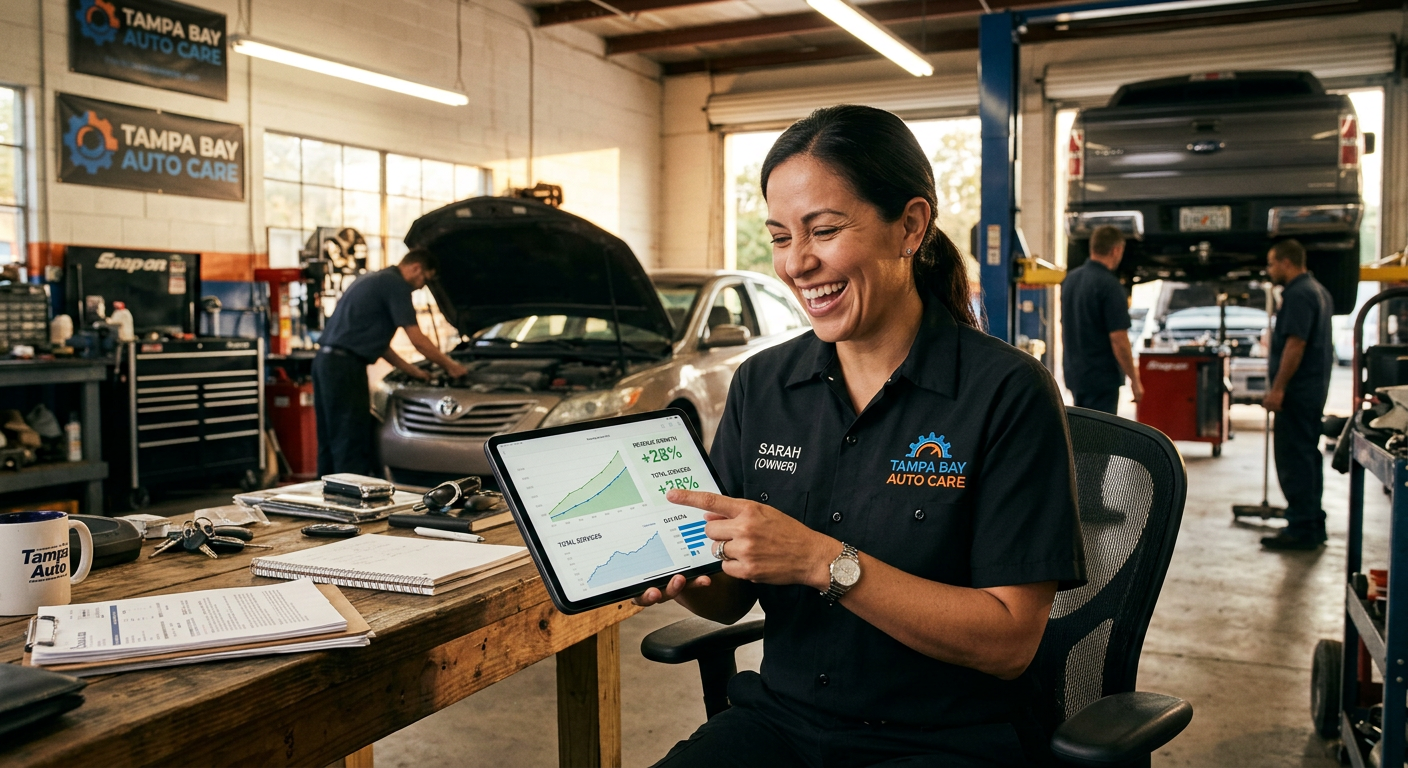 Auto Repair business owner seeing AI marketing results in Tampa, Florida