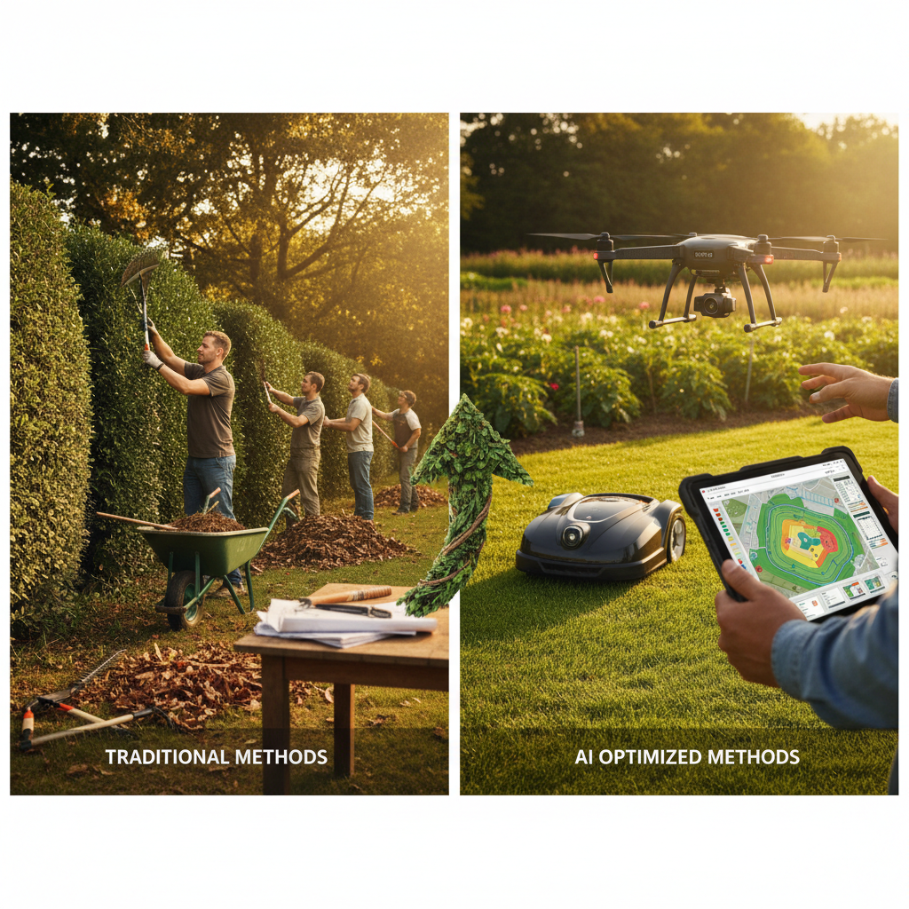 Beyond the Twins: How Landscaping Profits with YardBot AI: infographic comparing the ROI of AI vs. traditional methods | innovAIt Media