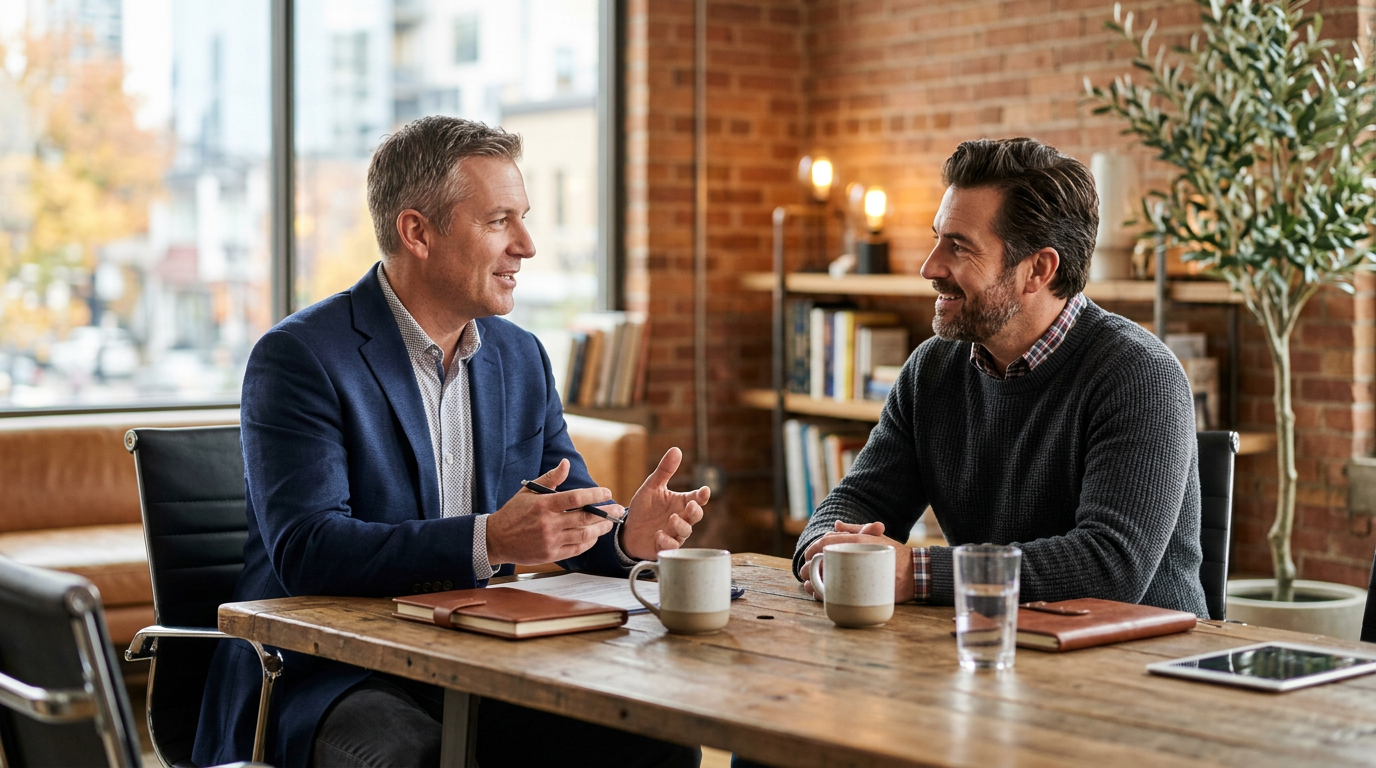 business funding for hvac owners in Dallas, TX business funding for hvac owners in Dallas, TX: Expert business funding for hvac owners professional consulting with a client, w | innovAIt Media