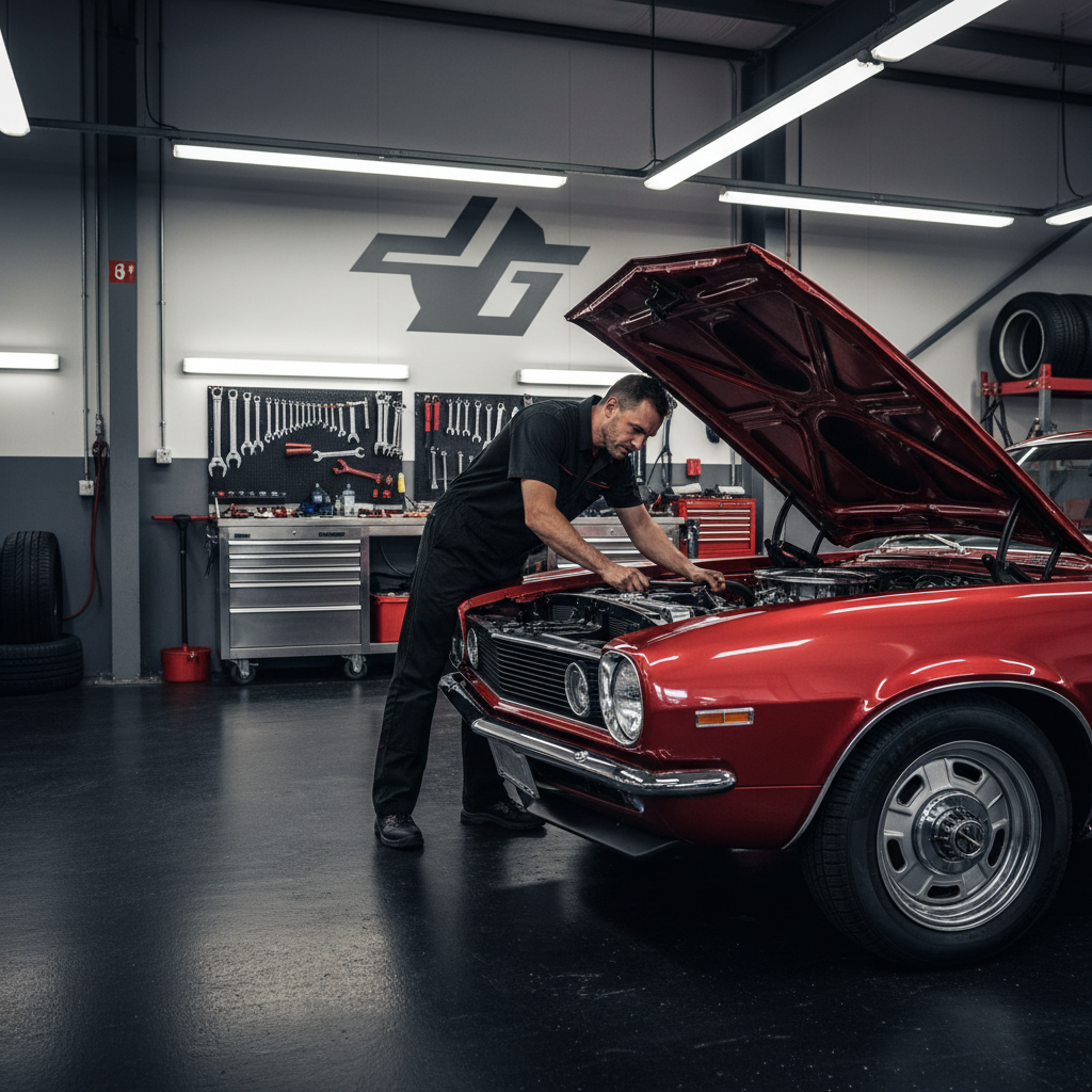 Can GMB Optimization Truly Boost Memphis Auto Shops?: Professional photo of a mechanic working on a car in a clean, modern auto shop | innovAIt Media