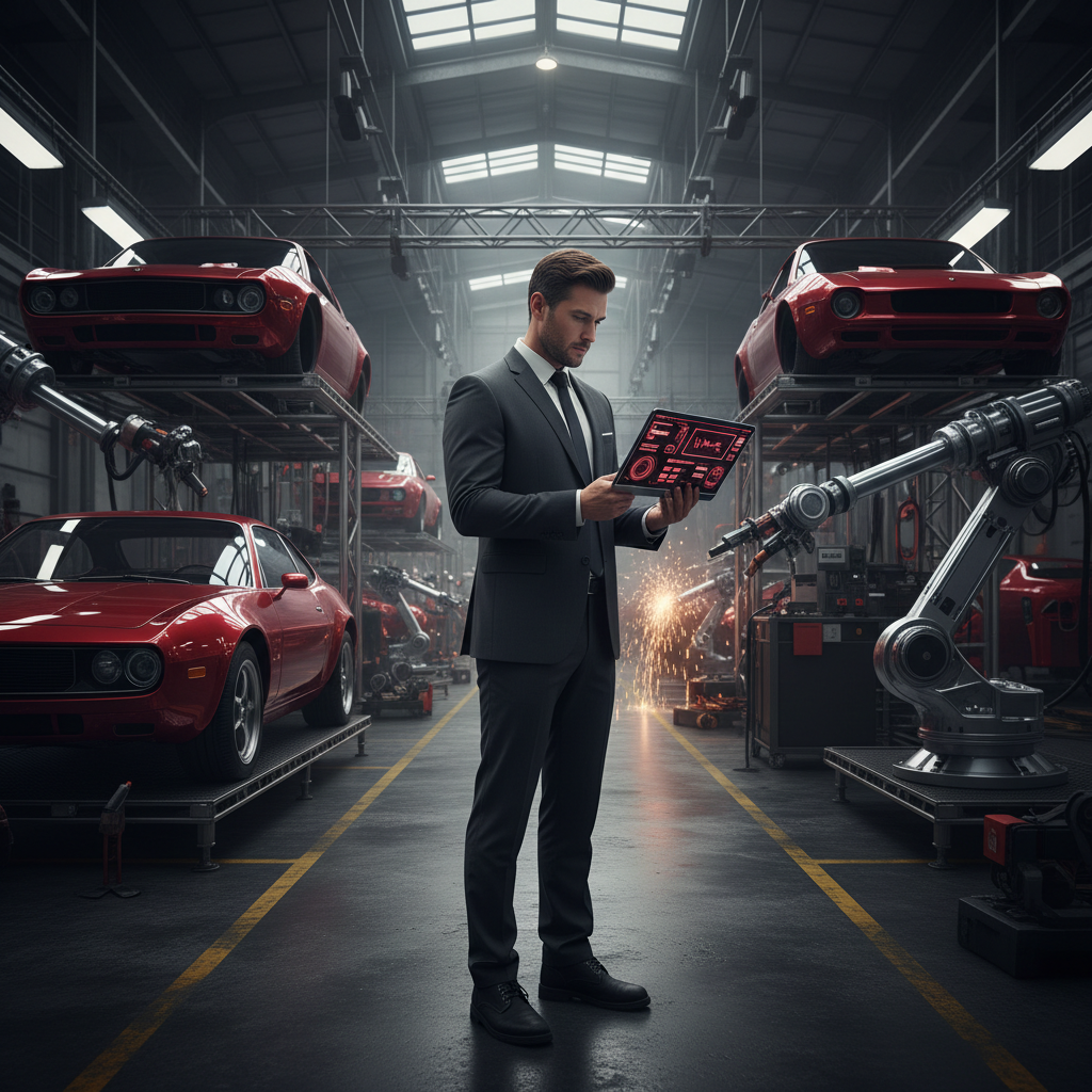 Can GMB Optimization Truly Boost Memphis Auto Shops?: Professional photo of business owner looking at a tablet with AI-powered analytics dashboard | innovAIt Media