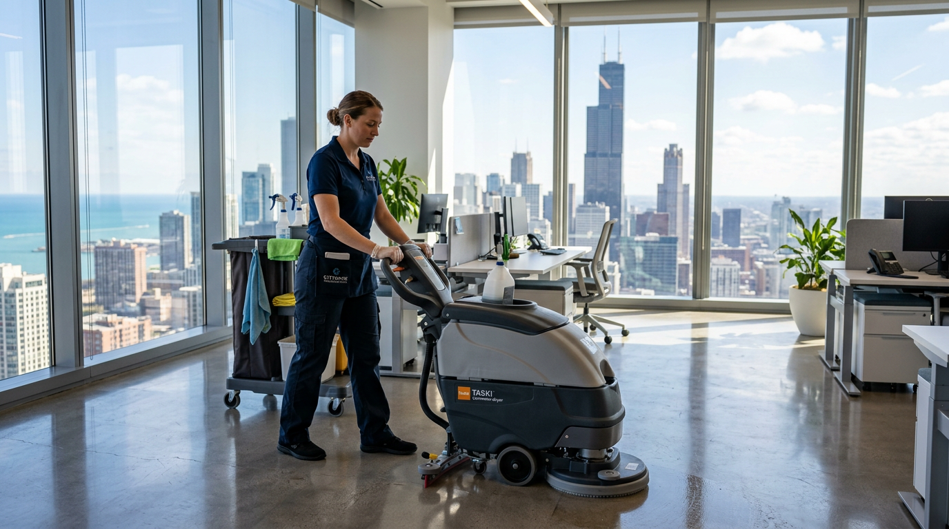 Swept for Cleaning Service in Chicago, IL — Cleaning Service professional working in Chicago, Illinois — Where Cleaning Service Swept for Cleaning Service in Chicago, IL — Cleaning Service professional working in Chicago, Illinois — Where Cleaning Service