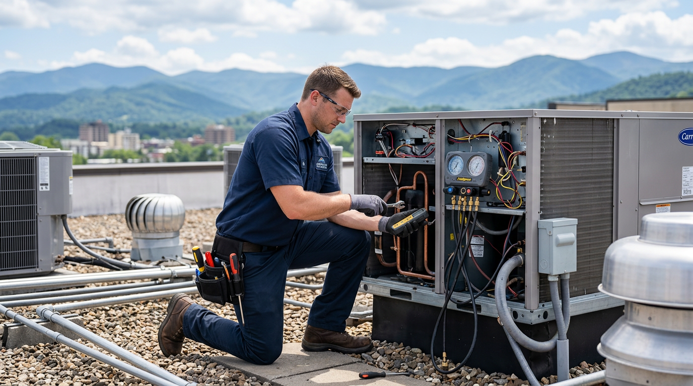 HVAC Contractor professional working in Asheville, North Carolina