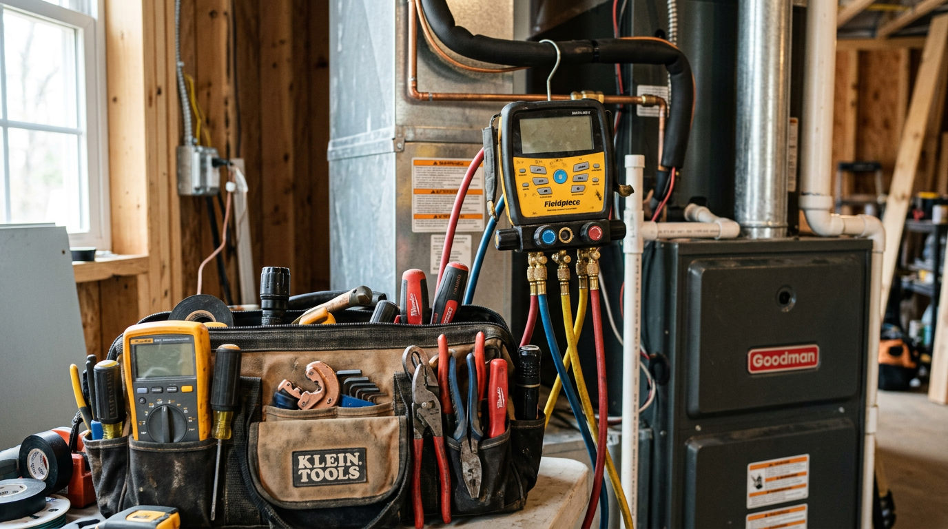 HVAC Contractor equipment and tools used by professionals in Asheville, North Carolina