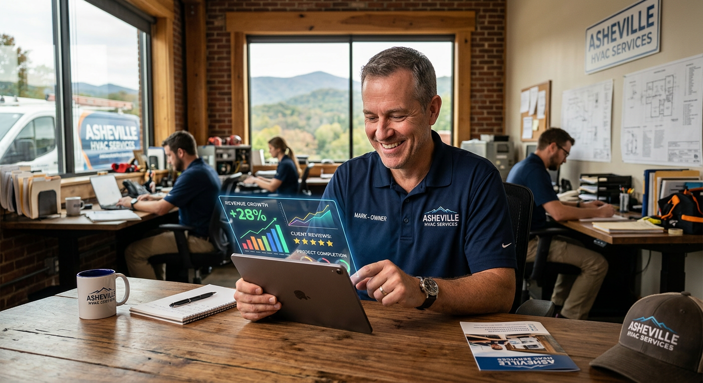 HVAC Contractor business owner seeing AI marketing results in Asheville, North Carolina
