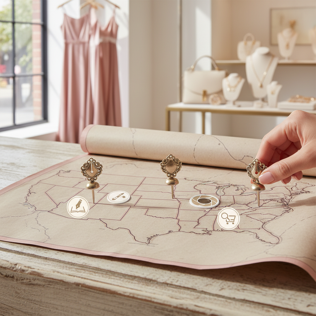 DeepSeek-v3.2 vs. Canva Magic Studio: My Boutique Gym SEO Test: A map of the U.S. with pins indicating the locations of the three case studies (Omaha, Raleigh, Wash | innovAIt Media