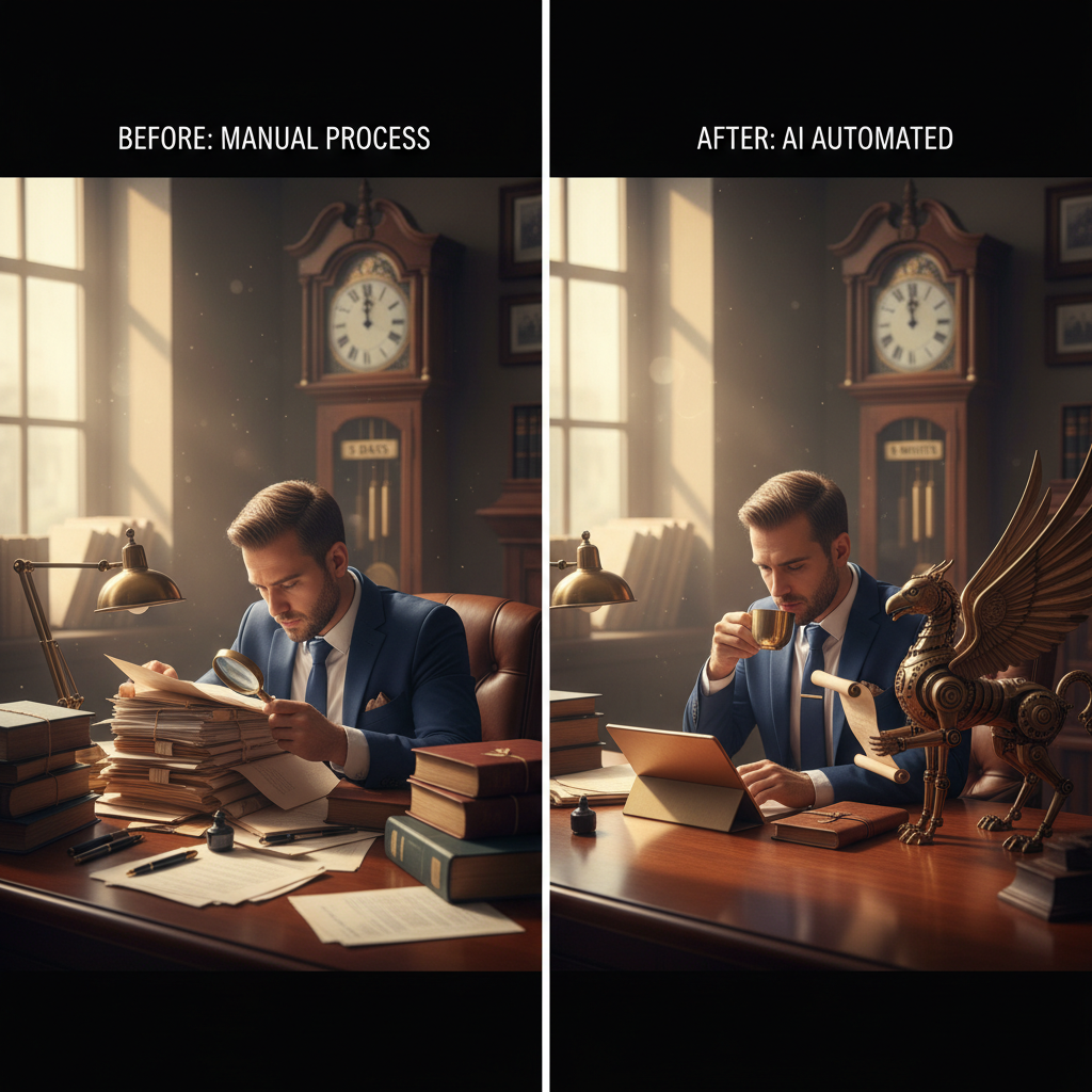 Do Albuquerque Family Lawyers Actually Use AI for CRM?: An infographic showing the before and after of a legal workflow, contrasting manual processes with A | innovAIt Media