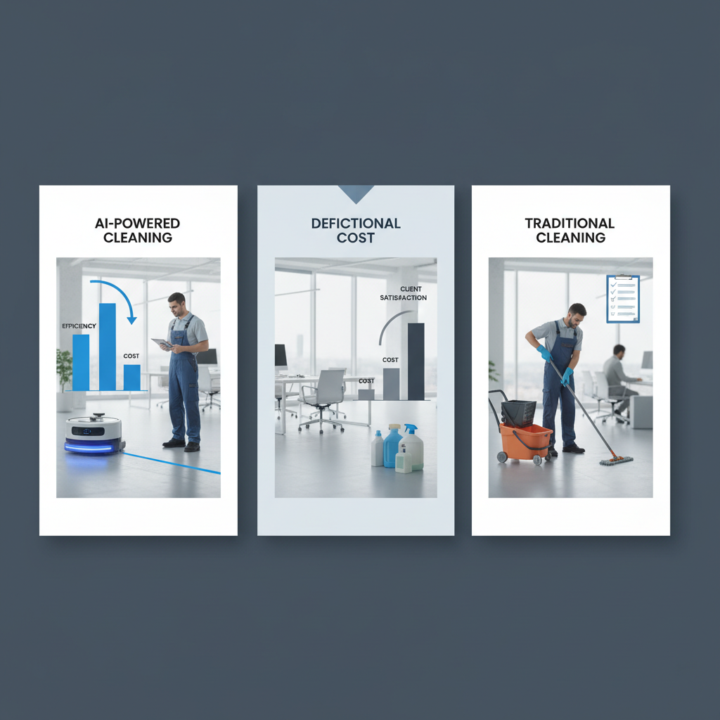 Do Houston Commercial Cleaners Actually Use AI? The 2026 Reality Check Do Houston Commercial Cleaners Actually Use AI? The 2026 Reality Check: infographic comparing AI-powered vs. traditional cleaning, highlighting efficiency, cost, and client | innovAIt Media