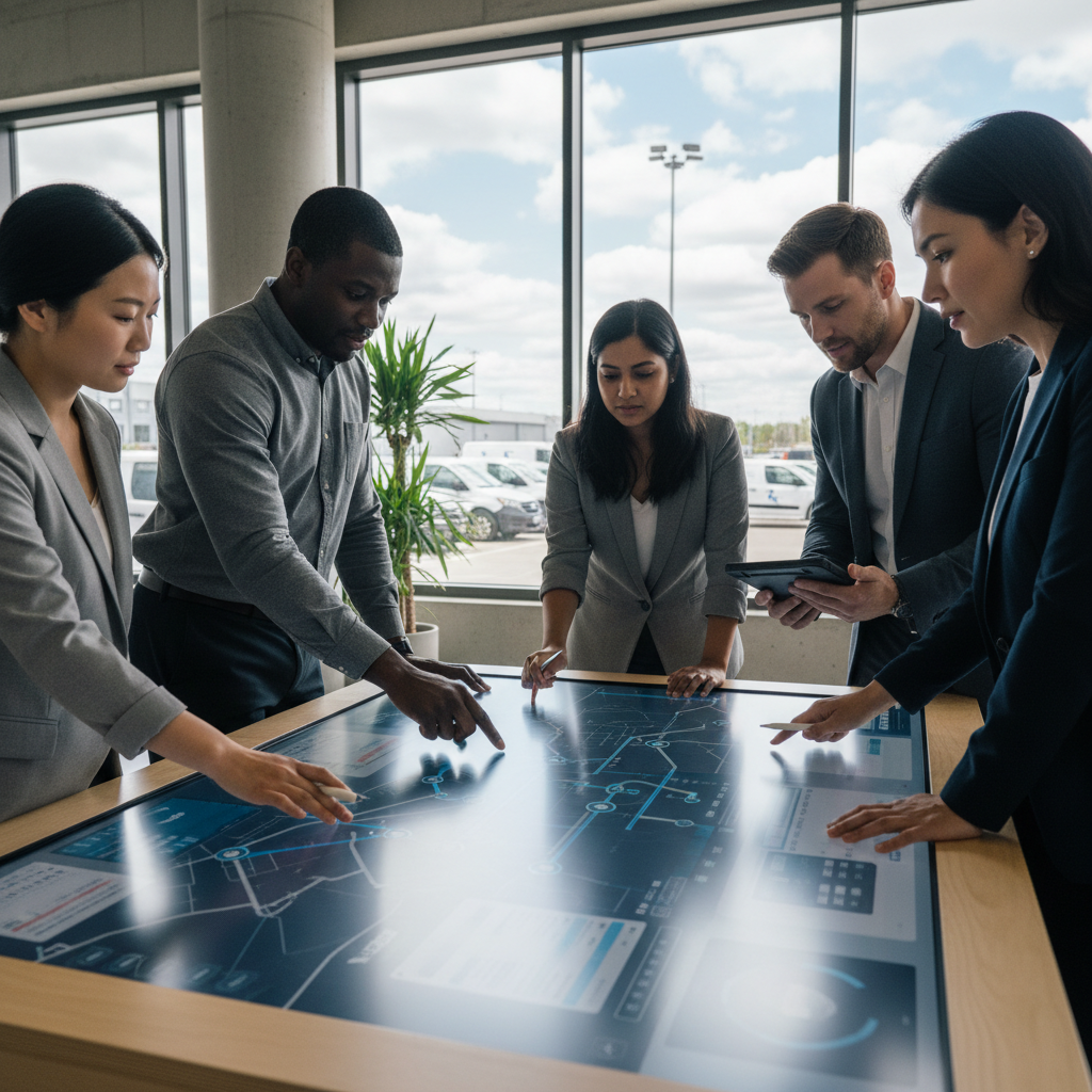 Do Houston Commercial Cleaners Actually Use AI? The 2026 Reality Check Do Houston Commercial Cleaners Actually Use AI? The 2026 Reality Check: Close-up of a diverse team collaborating using modern fleet management software | innovAIt Media