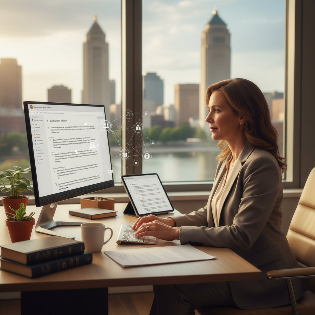 The Role of AI in Family Law Firms: A Reality Check for Columbus, OH The Role of AI in Family Law Firms: A Reality Check for Columbus, OH: Professional photo of a family law attorney in a modern office, confidently using an AI-powered lega | innovAIt Media