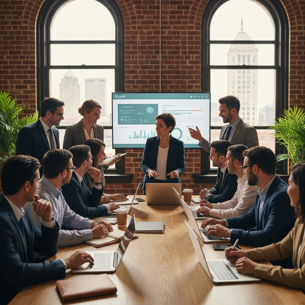 The Role of AI in Family Law Firms: A Reality Check for Columbus, OH The Role of AI in Family Law Firms: A Reality Check for Columbus, OH: Professional photo of a diverse legal team in Columbus, OH, actively participating in an AI software | innovAIt Media