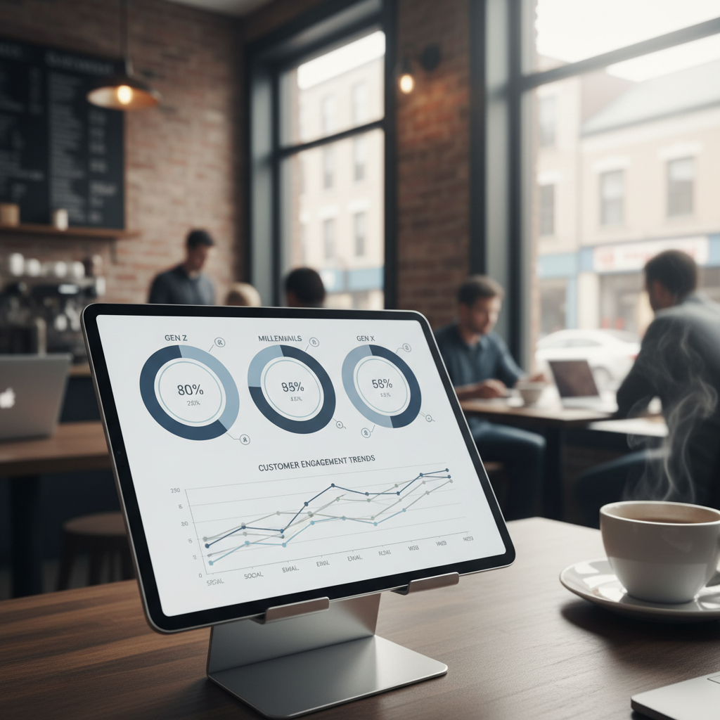 Does Maryland AI brand visibility actually matter? Does Maryland AI brand visibility actually matter?: Close-up of a tablet displaying complex data visualizations and audience segmentation graphs, with a | innovAIt Media