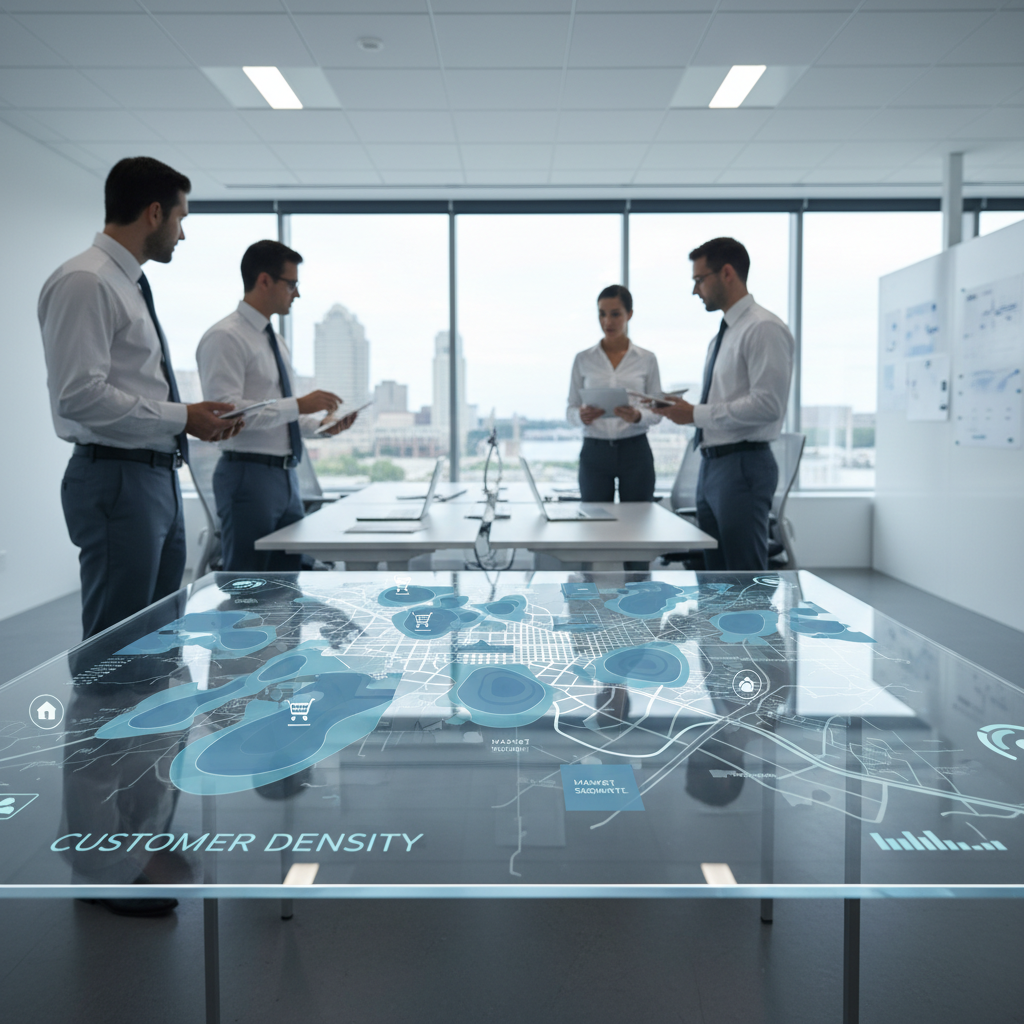 Does Maryland AI brand visibility actually matter? Does Maryland AI brand visibility actually matter?: A map of Baltimore, MD with digital overlays highlighting customer density and market segments, sugg | innovAIt Media