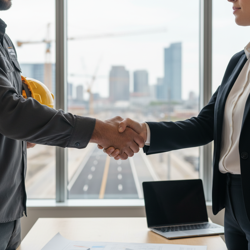 business loans for asphalt paving owners in Jacksonville, FL — Asphalt Paving business owner closing a funding deal in Jackso