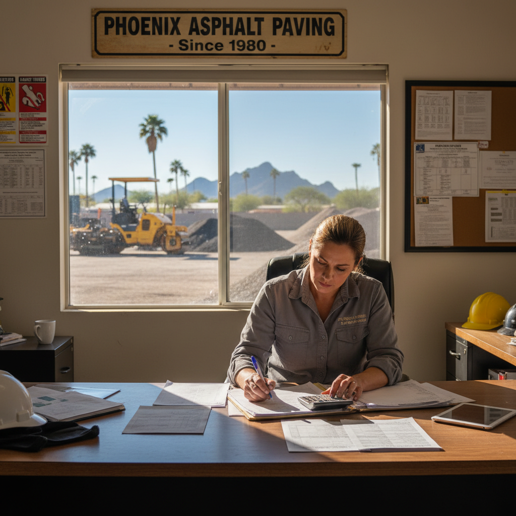 Asphalt Paving business owner reviewing funding options in Phoenix, AZ Asphalt Paving business owner reviewing funding options in Phoenix, AZ