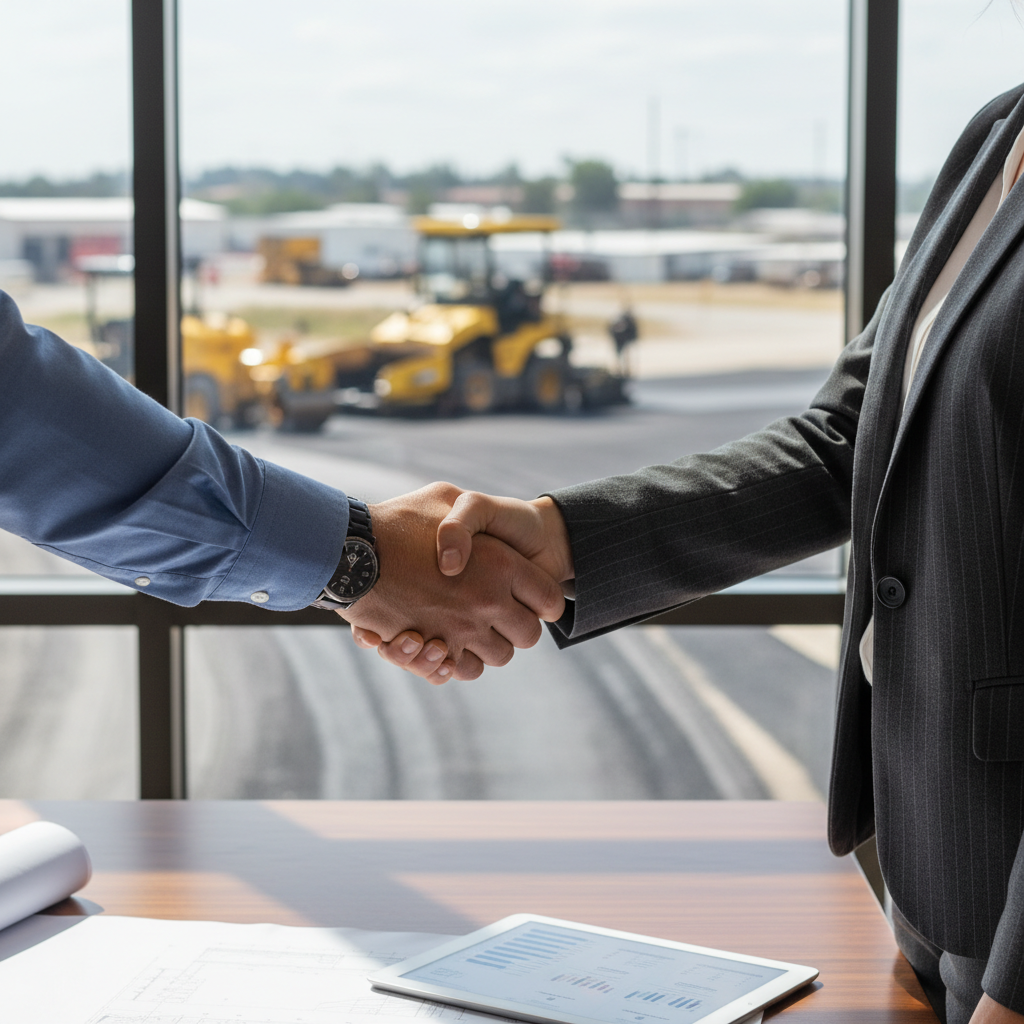 Asphalt Paving business owner closing a funding deal in Phoenix Asphalt Paving business owner closing a funding deal in Phoenix