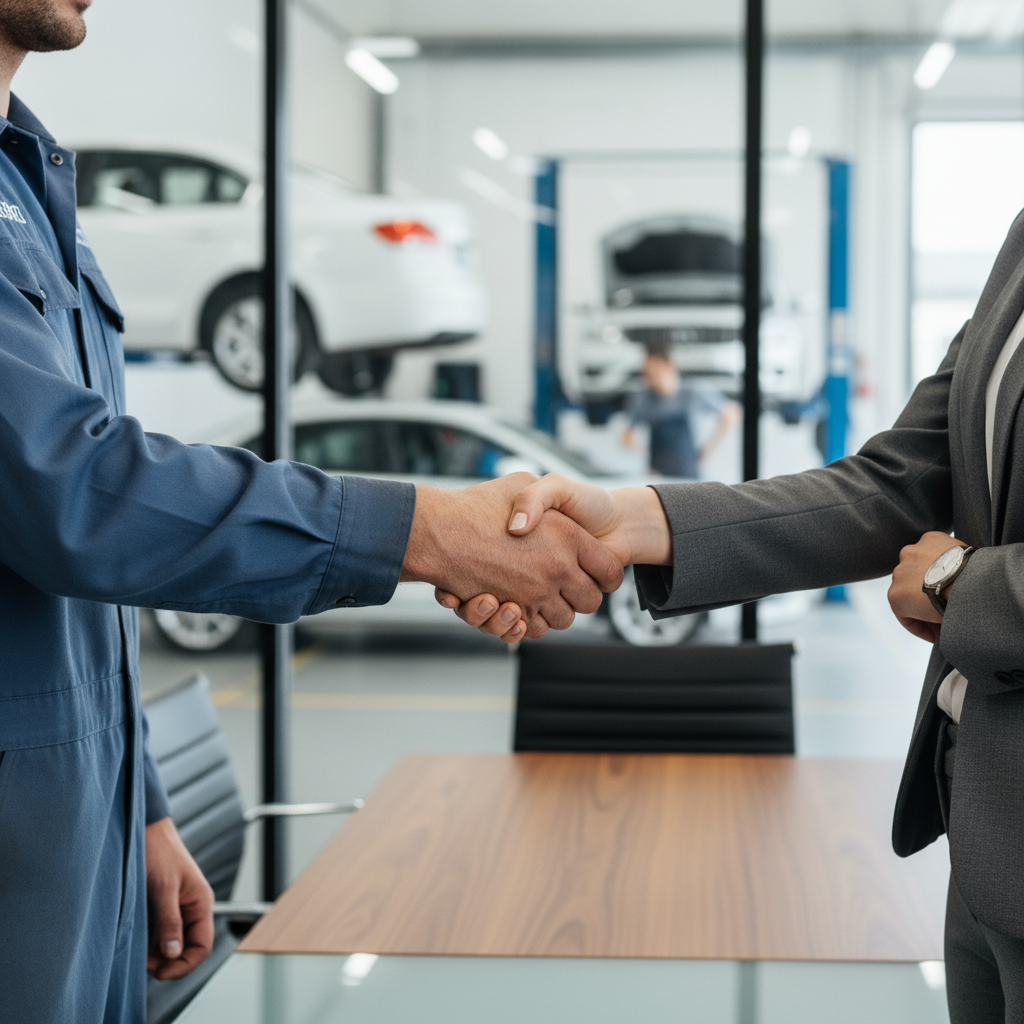 business loans for auto repair owners in Jacksonville, FL — Auto Repair business owner closing a funding deal in Jacksonville