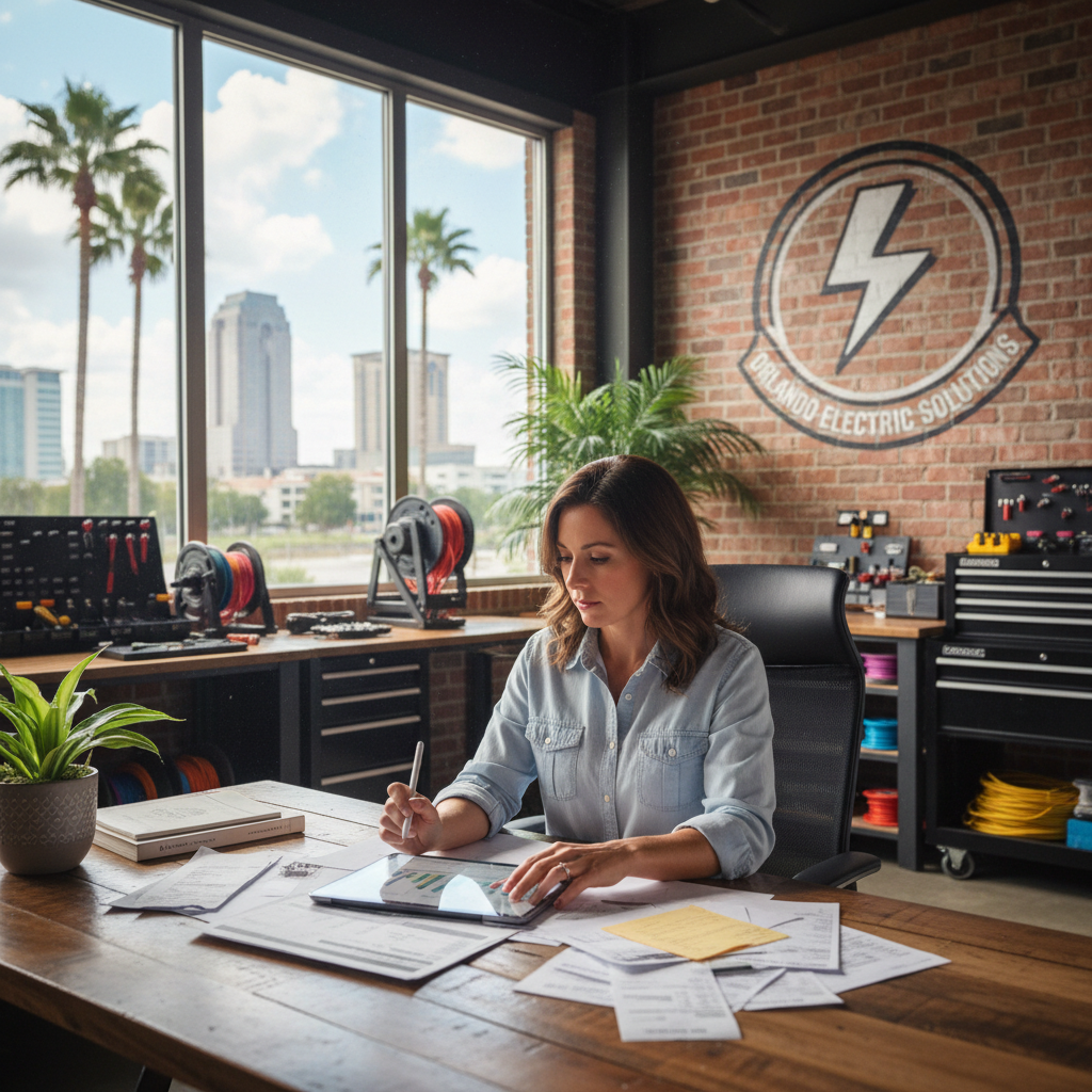 Electrical business owner reviewing funding options in Orlando, FL