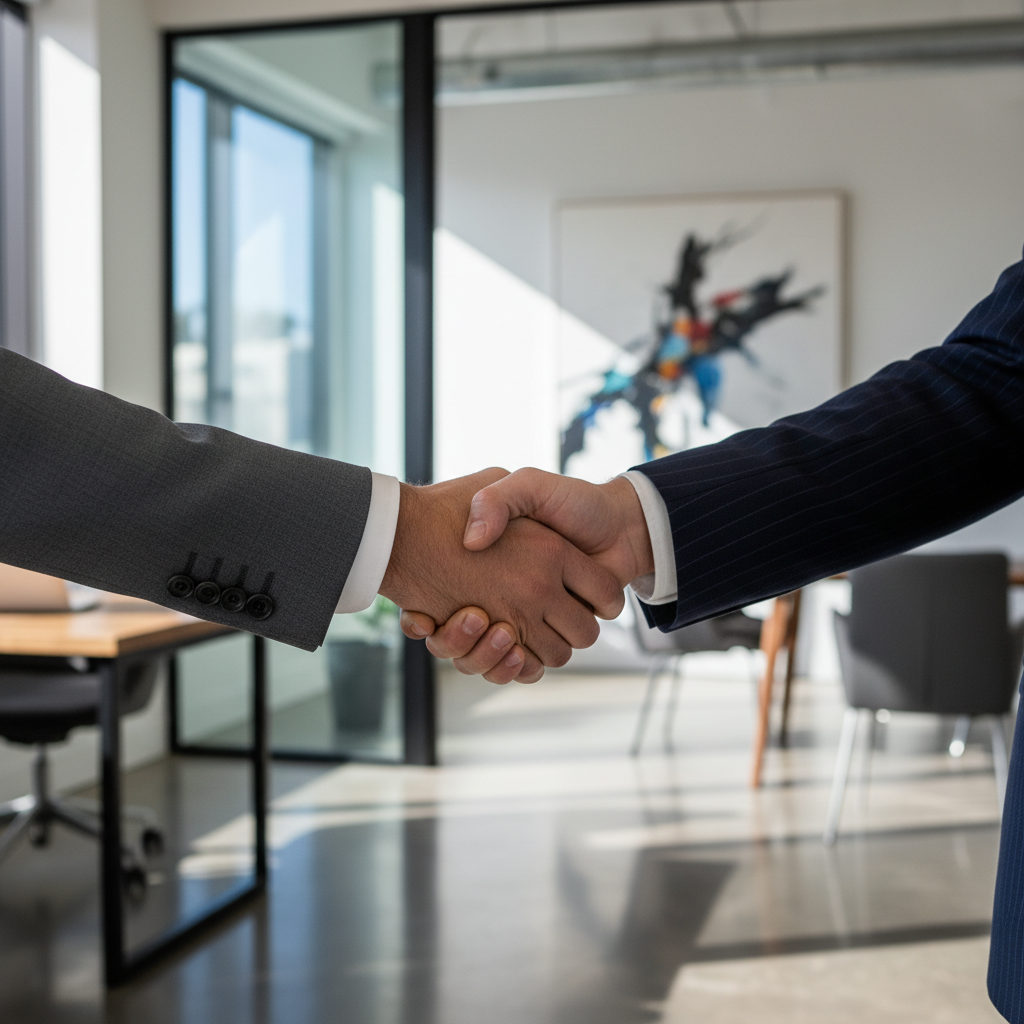 Flooring business owner closing a funding deal in Charlotte