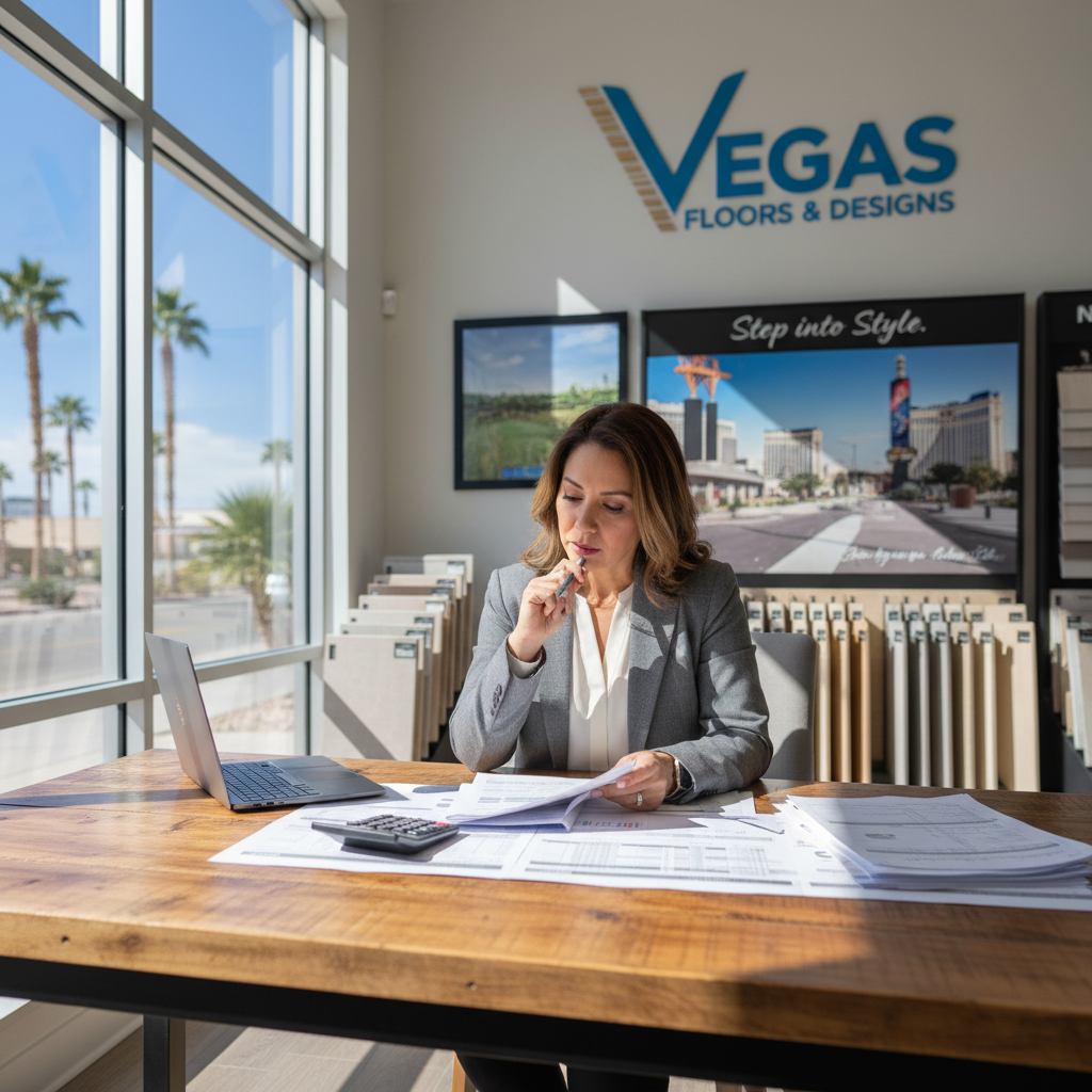 Flooring business owner reviewing funding options in Las Vegas, NV
