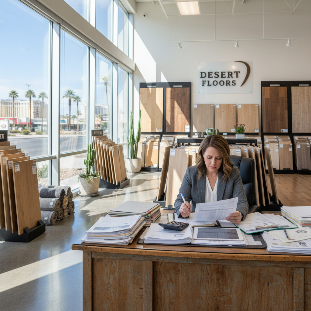 Flooring business owner reviewing funding options in Las Vegas, NV — Capital Options Every business funding for flooring owners in Las Vegas, NV — Flooring business owner reviewing funding options in Las Vegas, NV —