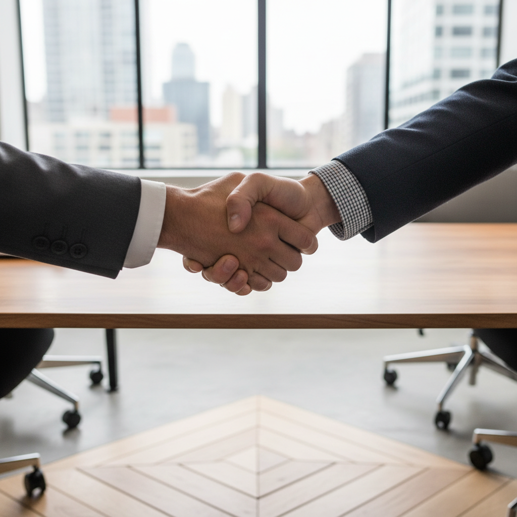 Flooring business owner closing a funding deal in Las Vegas