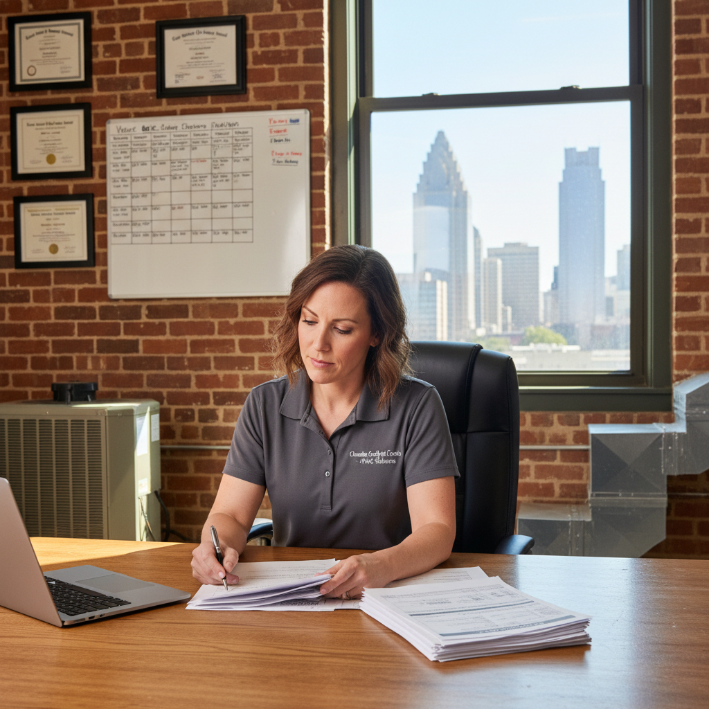 HVAC business owner reviewing funding options in Charlotte, NC