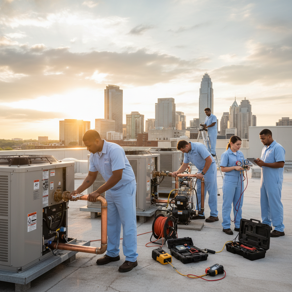 business funding for hvac owners in Charlotte, NC — HVAC crew on the job in Charlotte, NC after deploying working capital