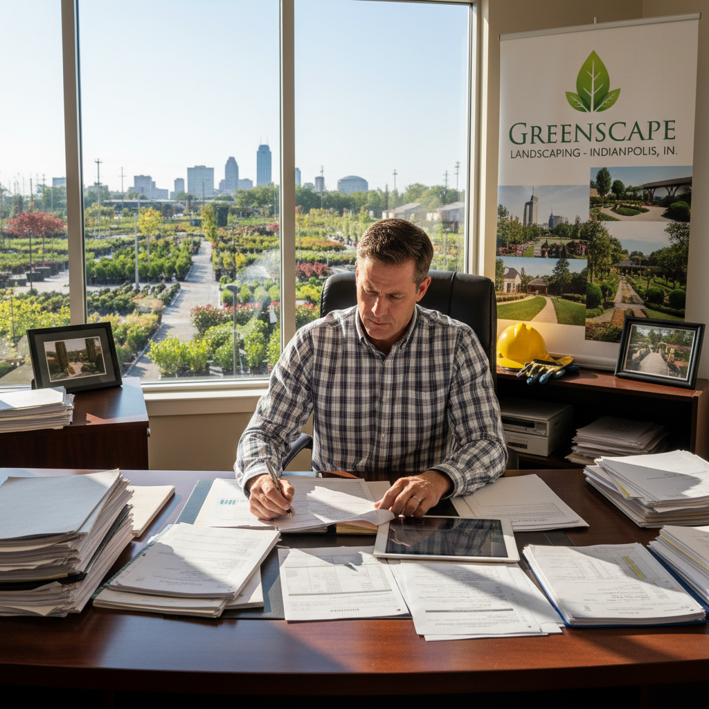 Landscaping business owner reviewing funding options in Indianapolis, IN