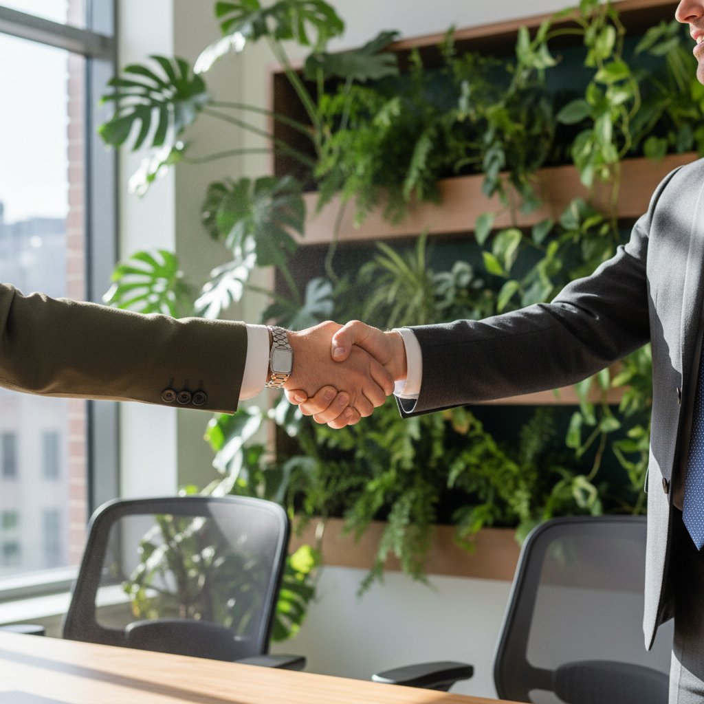 business loans for landscaping owners in Orlando, FL — Landscaping business owner closing a funding deal in Orlando