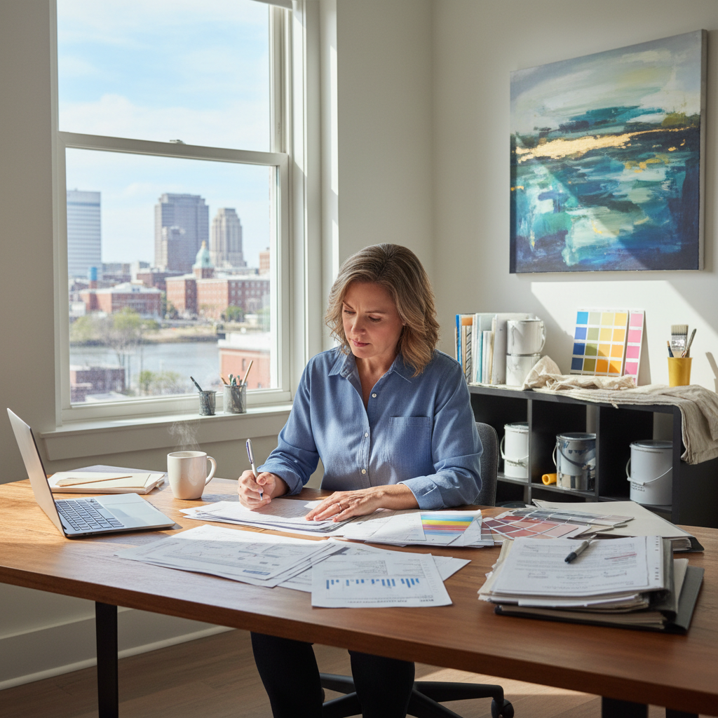 Painting business owner reviewing funding options in Richmond, VA