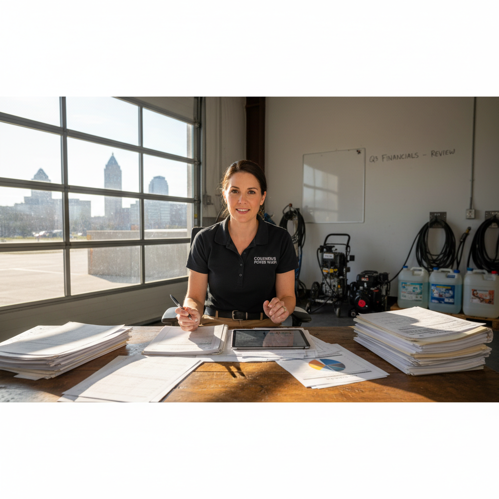 Power Washing business owner reviewing funding options in Columbus, OH Power Washing business owner reviewing funding options in Columbus, OH