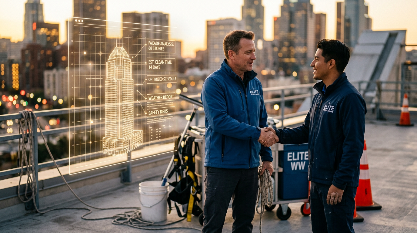 Groq LPU: Is Orlando Photographers' SEO Broken?: Two business people shaking hands, with a holographic AI interface overlay | innovAIt Media