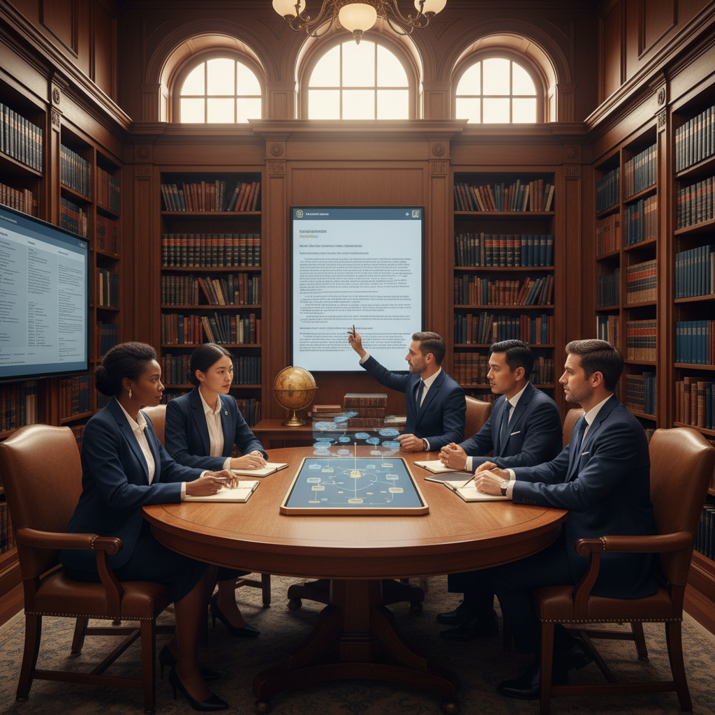 Harvey AI Legal: Can It End Your Family Law Lead Drought in 2024?: Diverse team of lawyers collaborating with AI tools | innovAIt Media