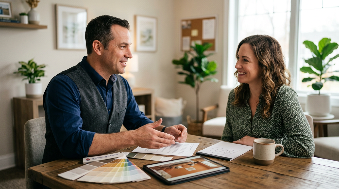Housecall Pro for painting company in Charlotte, NC: Expert Housecall Pro for painting company professional consulting with a client, | innovAIt Media