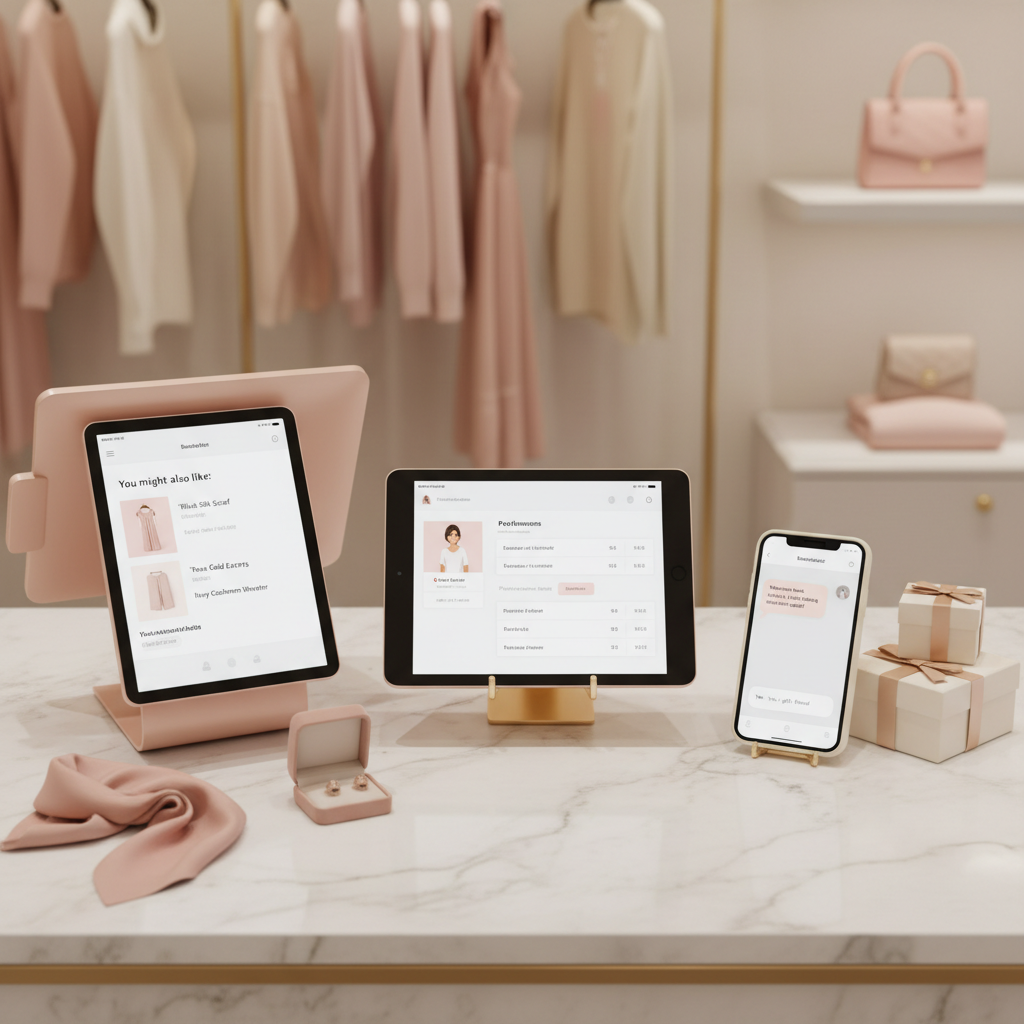 How Much Does AI Actually Cost a Sarasota Boutique? Real Numbers Inside: Overhead shot of a boutique counter with a POS system screen showing AI-driven product recommendatio | innovAIt Media