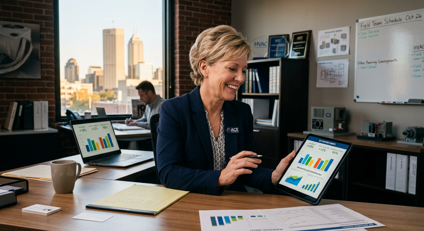 HVAC Contractor business owner seeing AI marketing results in Indianapolis, Indiana HVAC Contractor business owner seeing AI marketing results in Indianapolis, Indiana