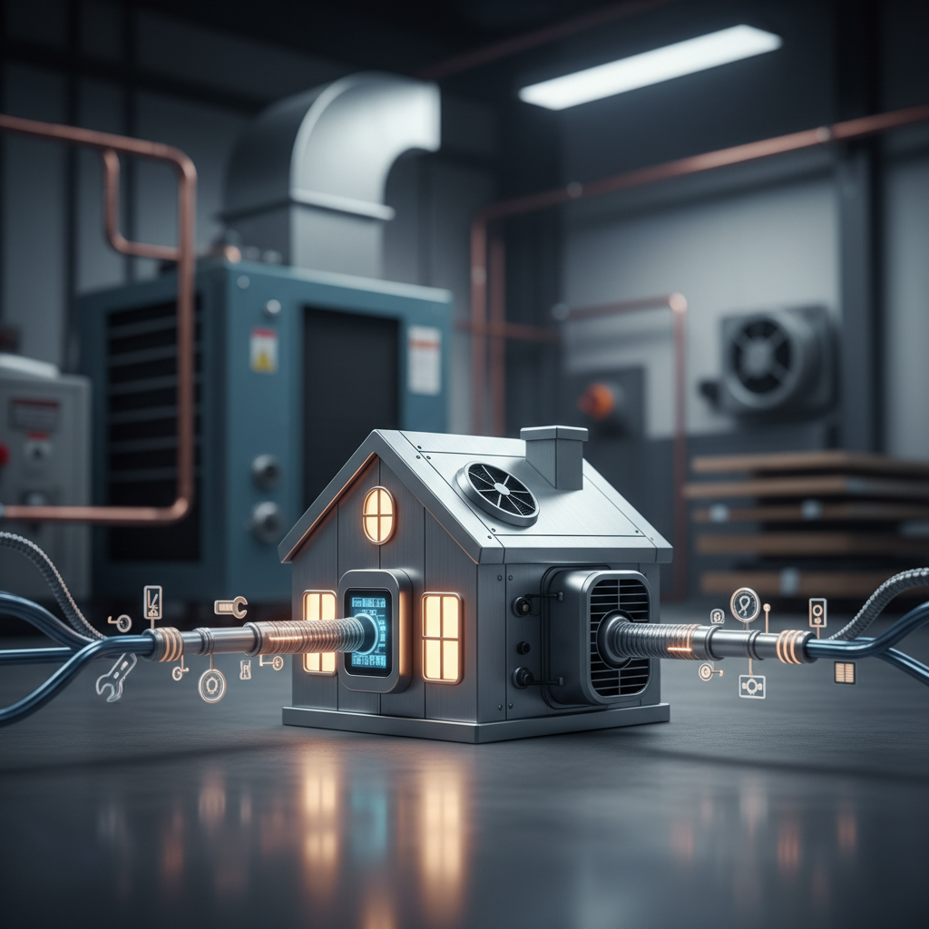 HVAC repair marketing: Digital data streams converging towards a stylized house, symbolizing smart home services | innovAIt Media