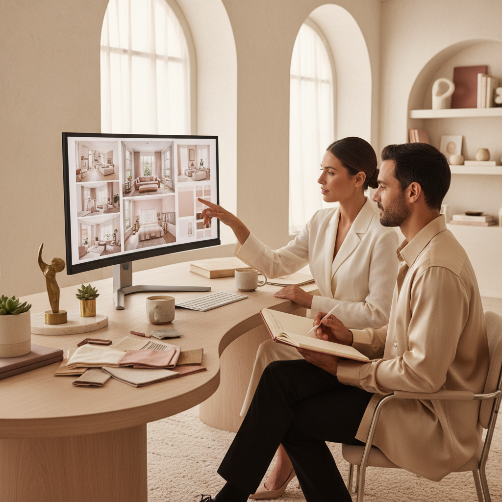 I Tested Perplexity AI on My Boutique for 30 Days: Two people collaborating on a computer screen, one pointing at AI-generated content, the other makin | innovAIt Media