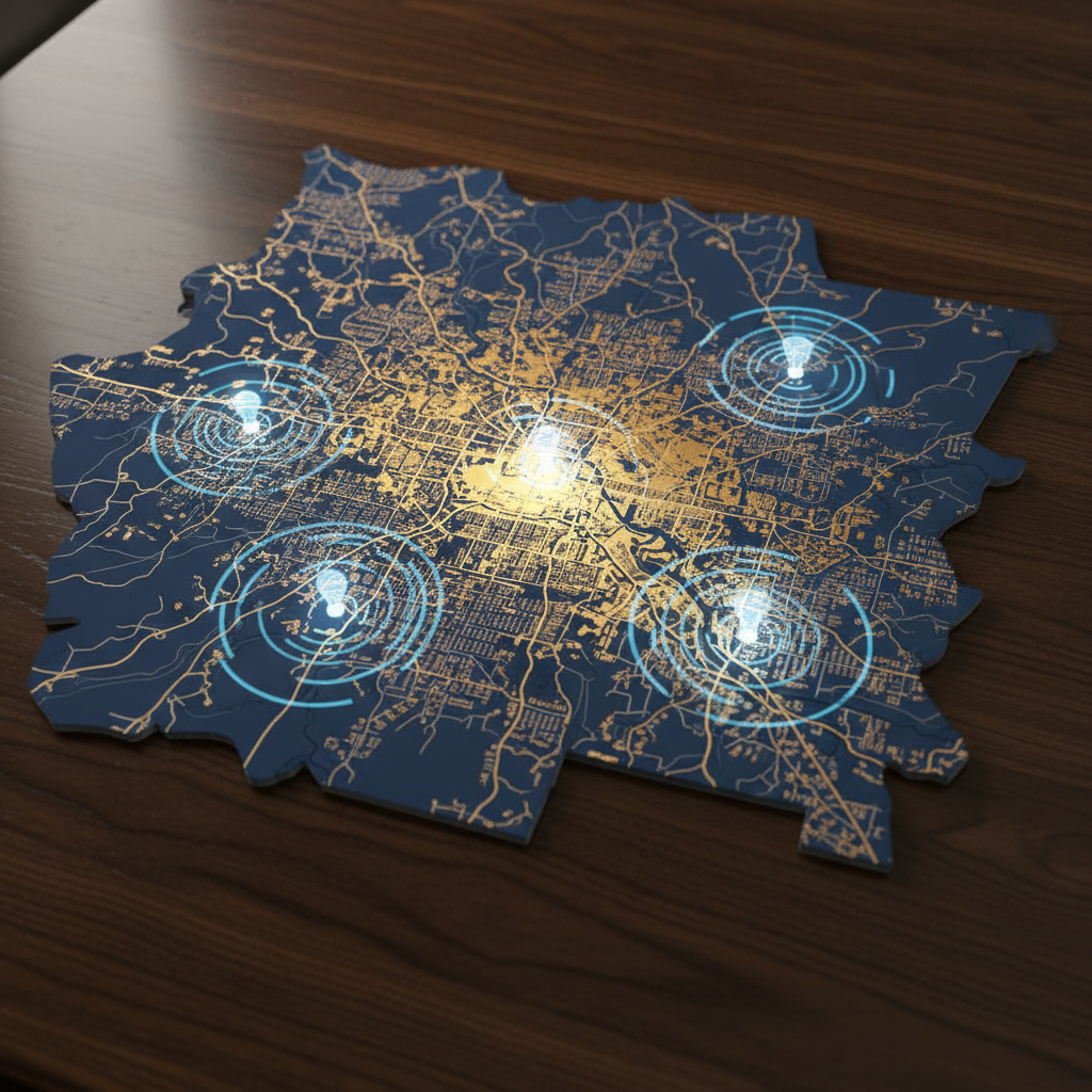 How can Atlanta Luxury Real Estate use AI Automation & Geo-Optimization? - A map of Atlanta highlighting affluent neighborhoods like Buckhead, Sandy Spring