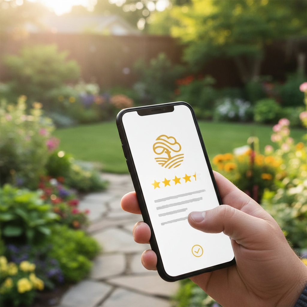 Local SEO for Boise Landscaping Firms - A close-up shot focused on a smartphone held in a person's hand. The screen clea
