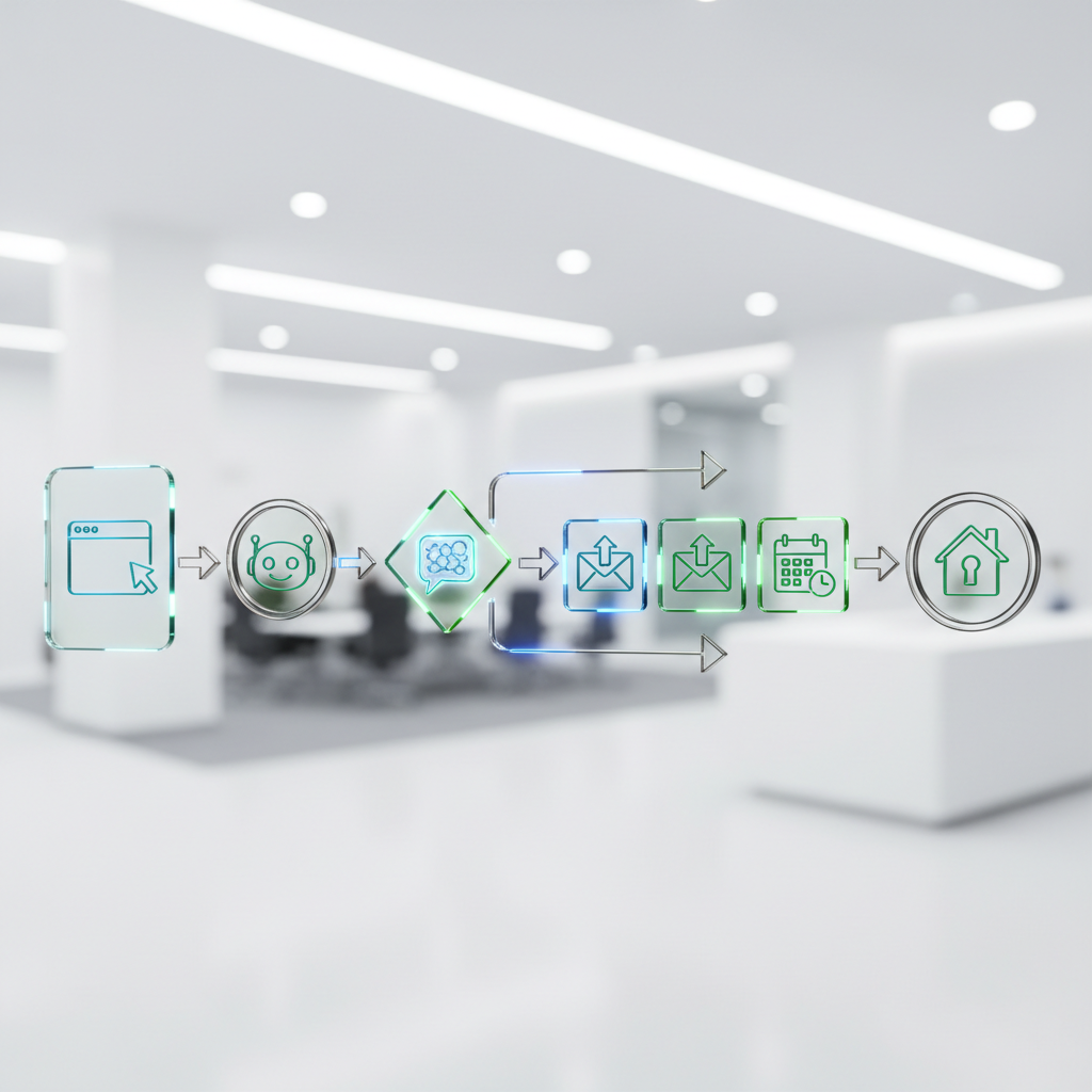 How can Atlanta Luxury Real Estate use AI Automation & Geo-Optimization? - A flowchart diagram illustrating an AI-automated customer journey from initial w