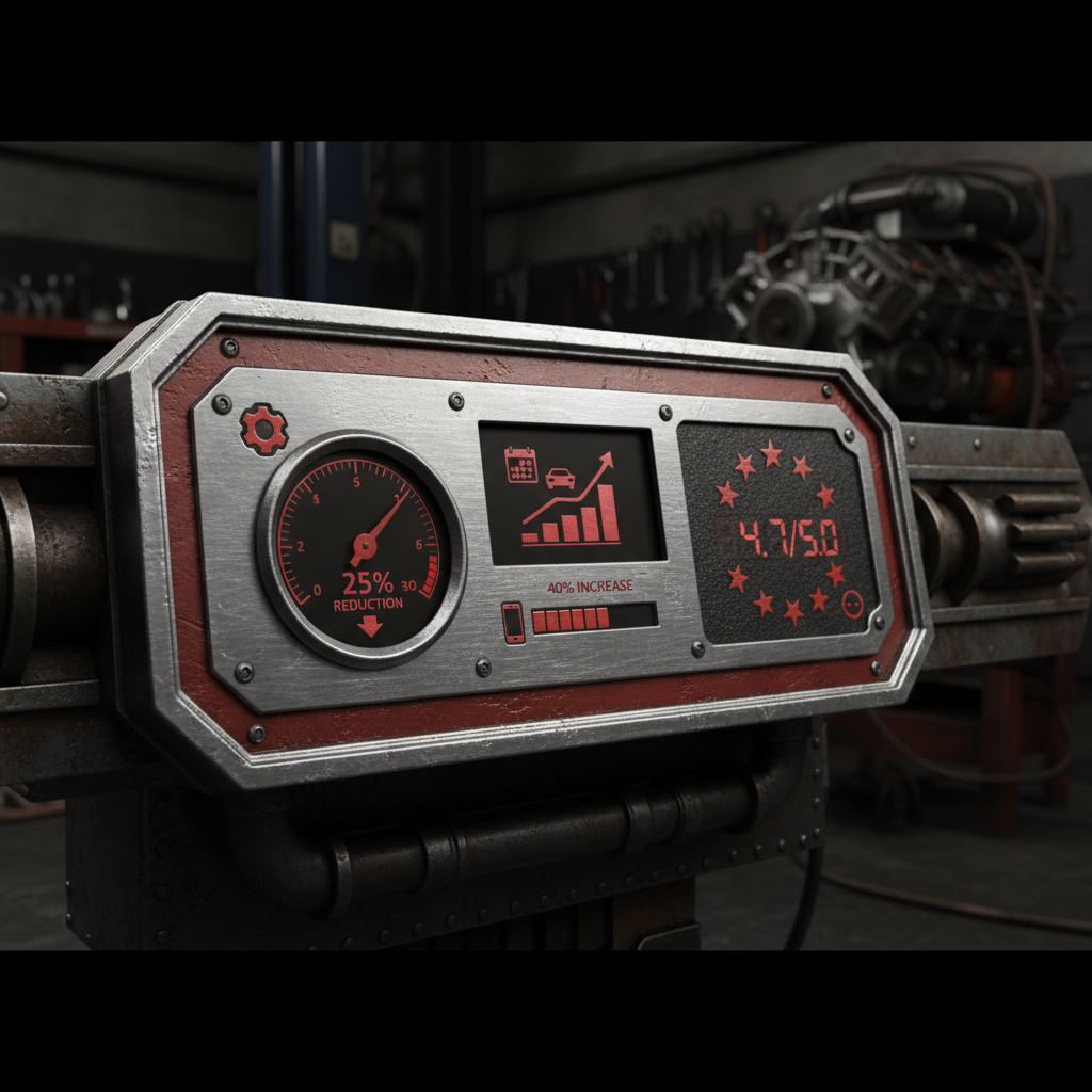 Is AI Chatbot Integration Worth It for Memphis Auto Shops? Is AI Chatbot Integration Worth It for Memphis Auto Shops?: A dashboard showing various KPIs for an auto shop, including call volume reduction, increased online | innovAIt Media